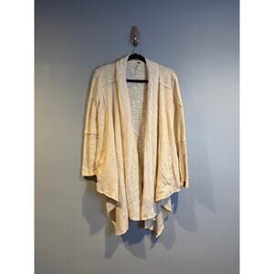 Free People Cream Textured Draped Open Front Cardigan XS